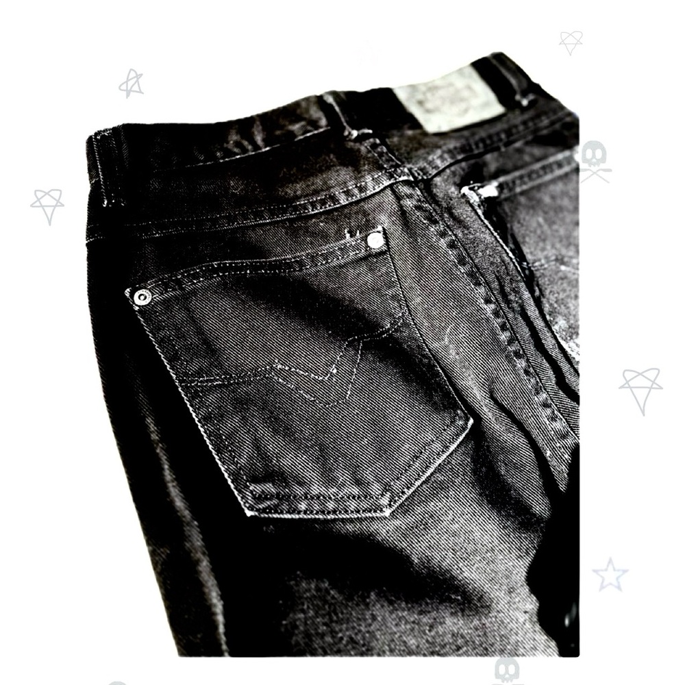 Harley-Davidson Black Denim Jeans Men’s 30 Bootcut Moto Biker Style Y2K Gothic - Picture 4 of 8